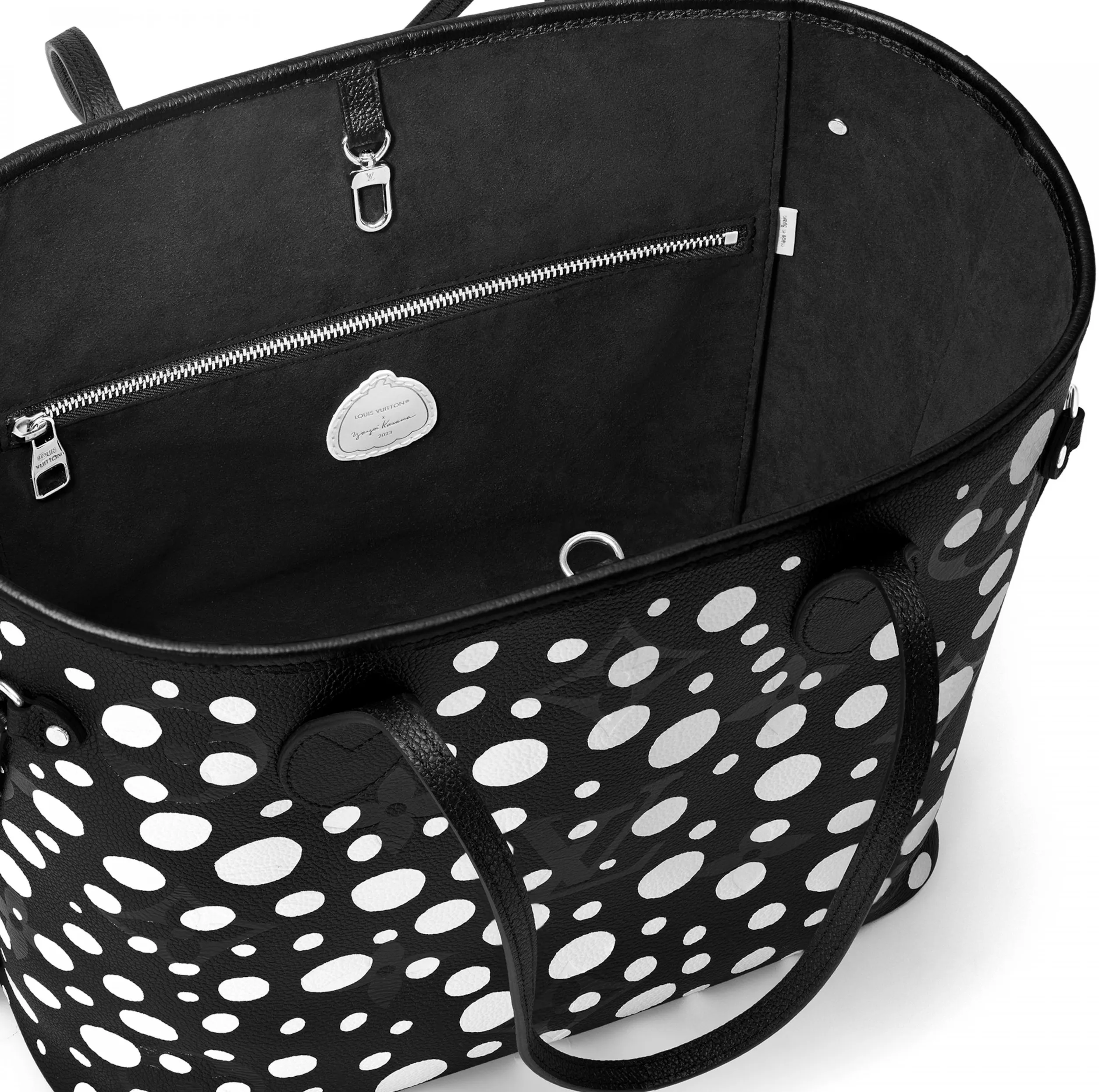 Top lv Bagsaaa LV x YK Neverfull MM M46390 Black white
