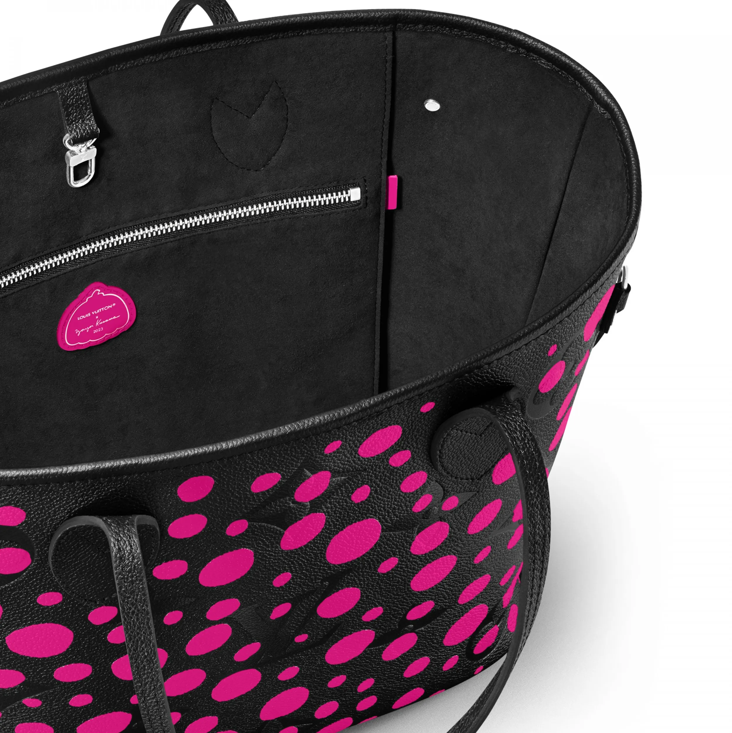 Replica bags Bagsaaa LV x YK Neverfull MM M46419 Noir Fuchsia