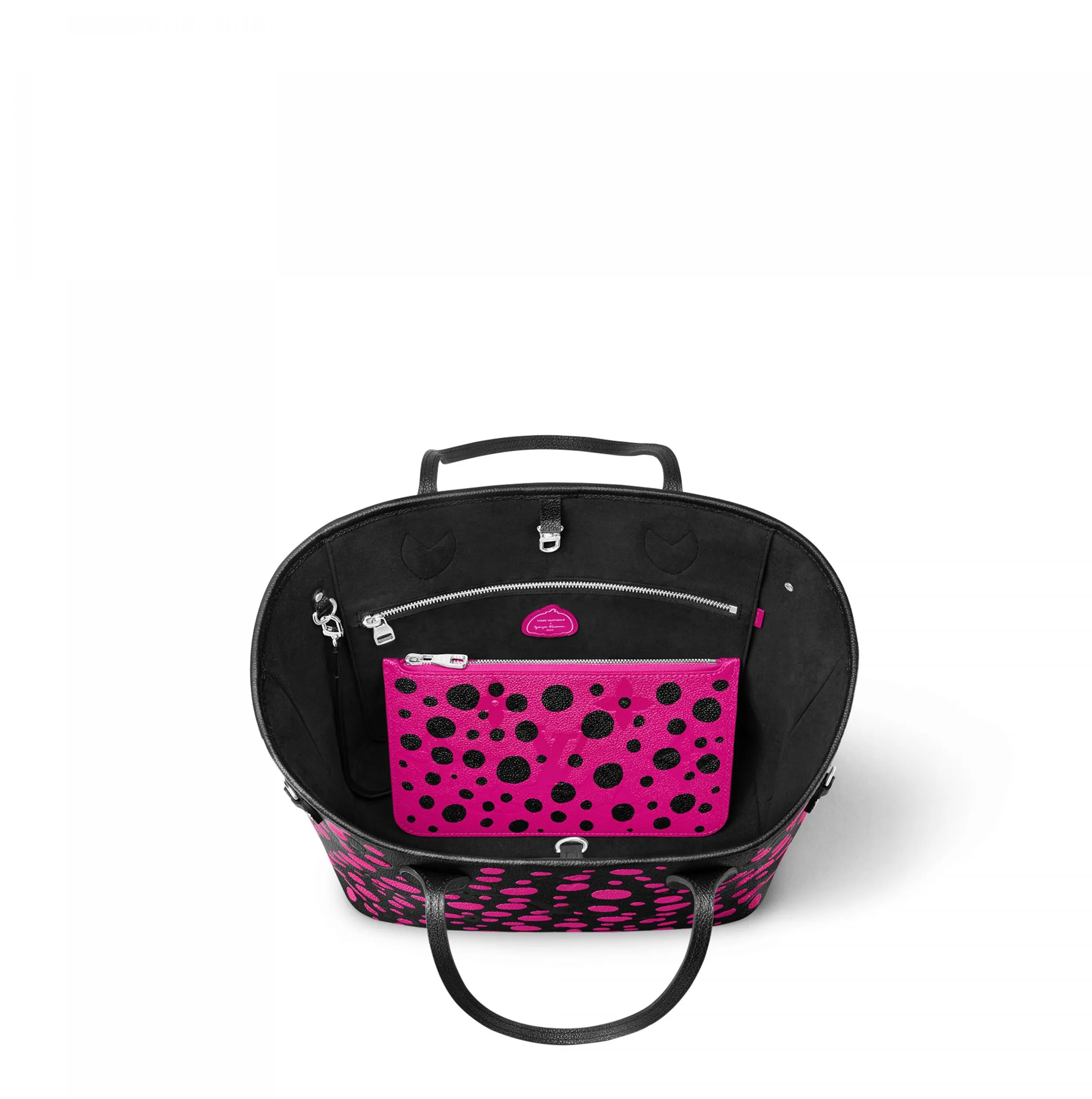 Replica bags Bagsaaa LV x YK Neverfull MM M46419 Noir Fuchsia