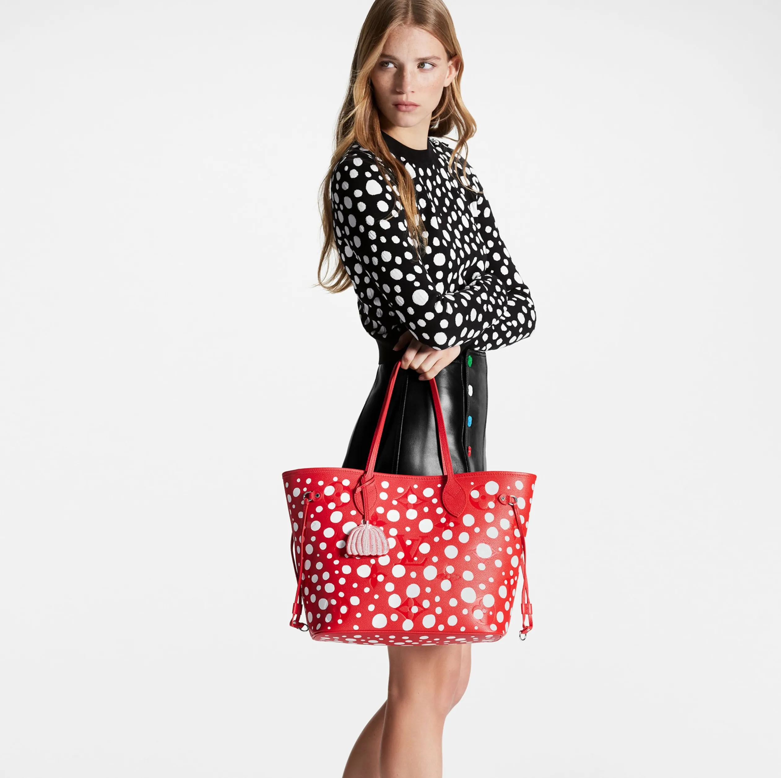 Replica ysl bags Bagsaaa LV x YK Neverfull MM M46422 Rouge Blanc