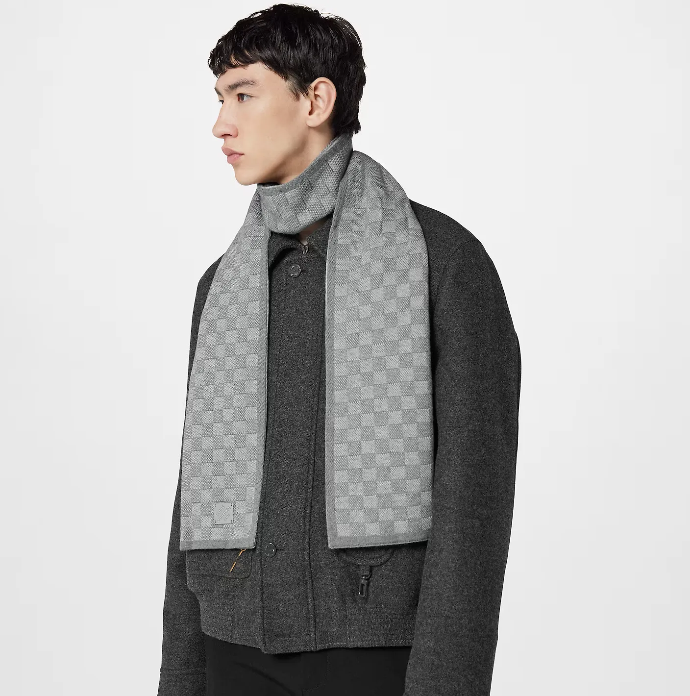 Replica miu miu Bagsaaa Light Grey M77989 Néo Petit Damier Scarf