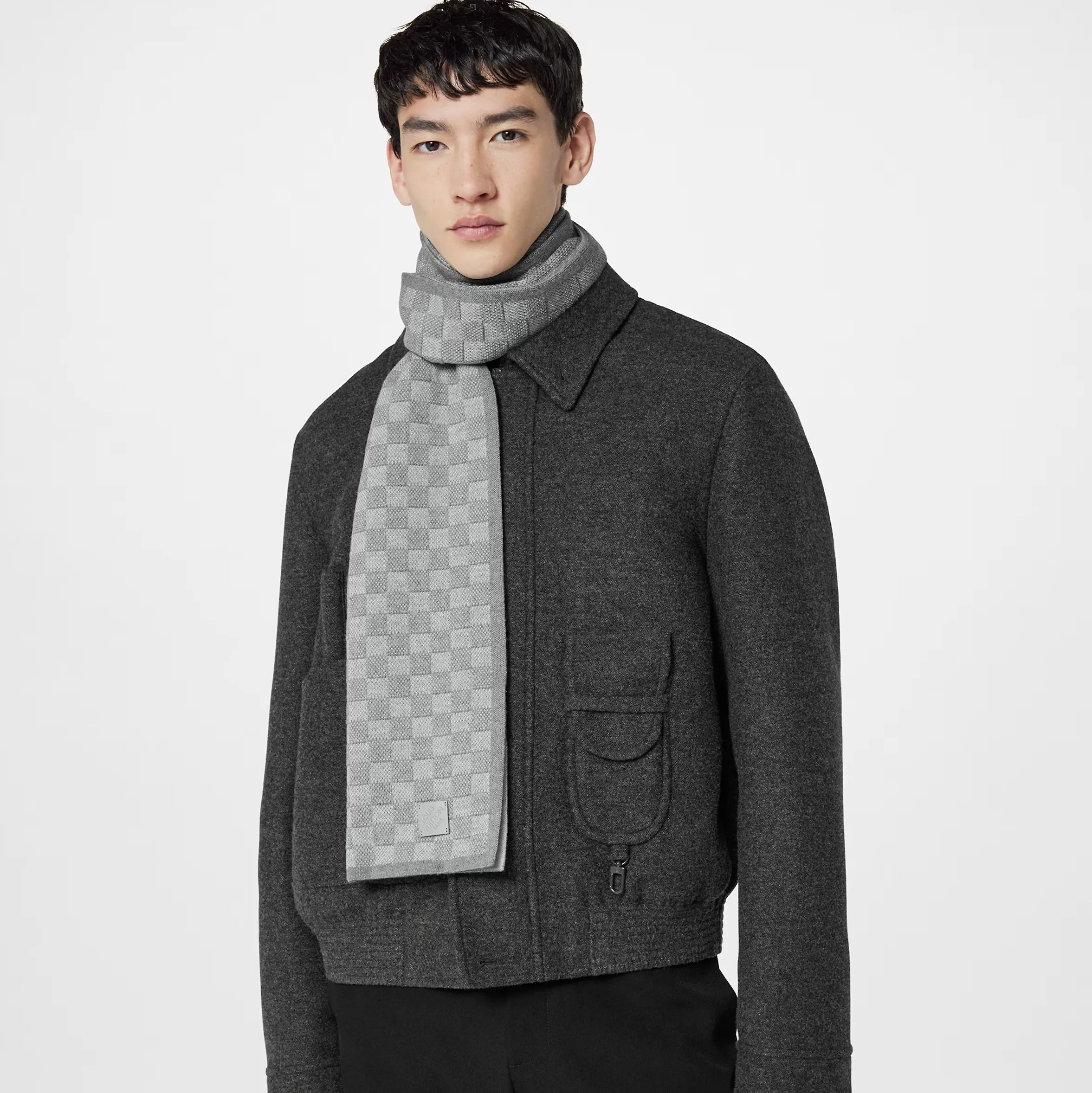 Replica miu miu Bagsaaa Light Grey M77989 Néo Petit Damier Scarf