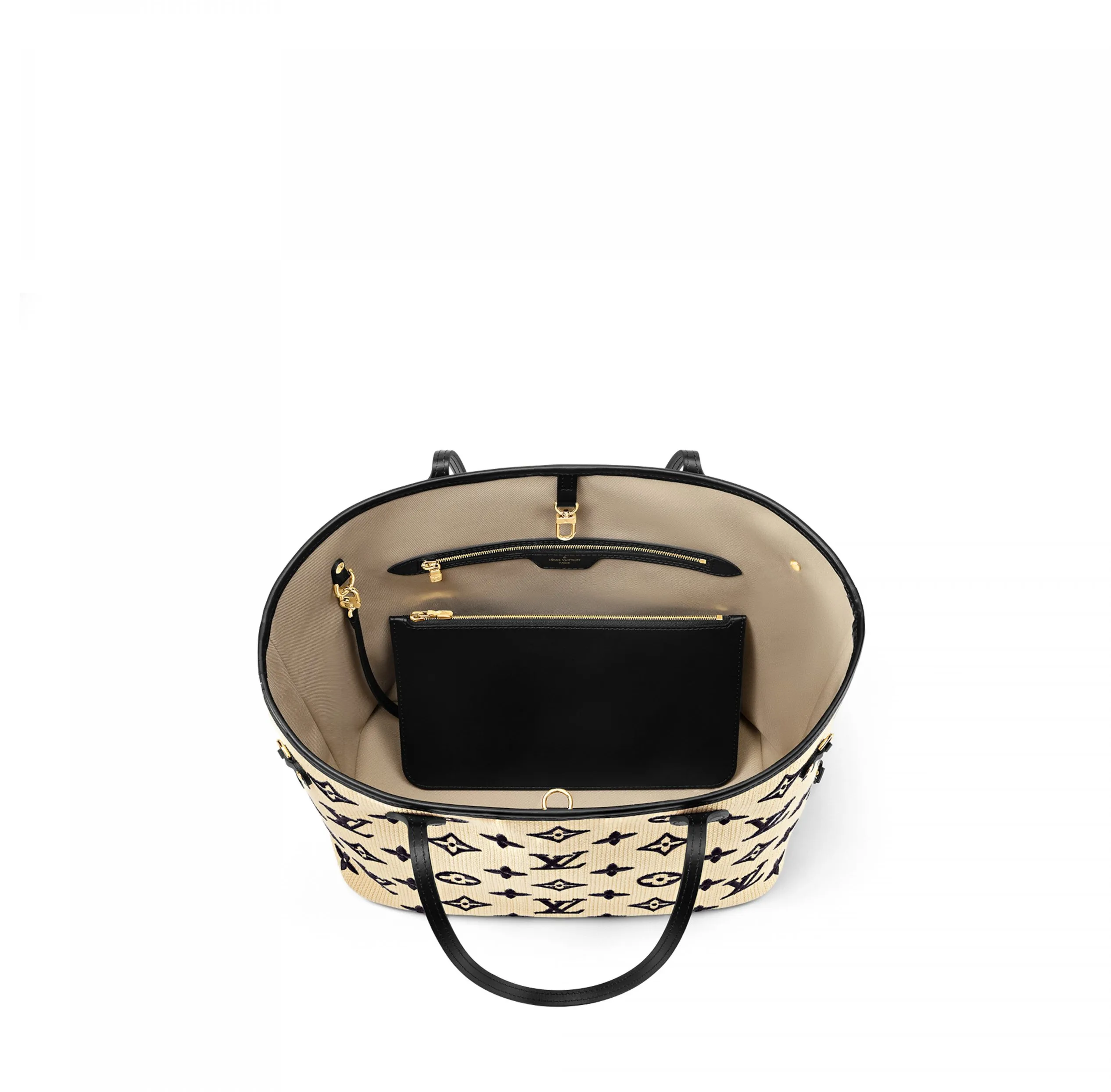 Replica shop Bagsaaa M22838 Neverfull MM Lotus cotton Black Beige
