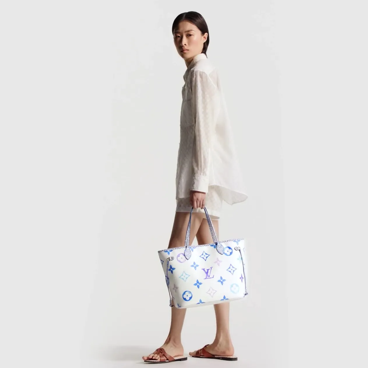Replica ysl bags Bagsaaa M22979 Neverfull MM Blue Monogram