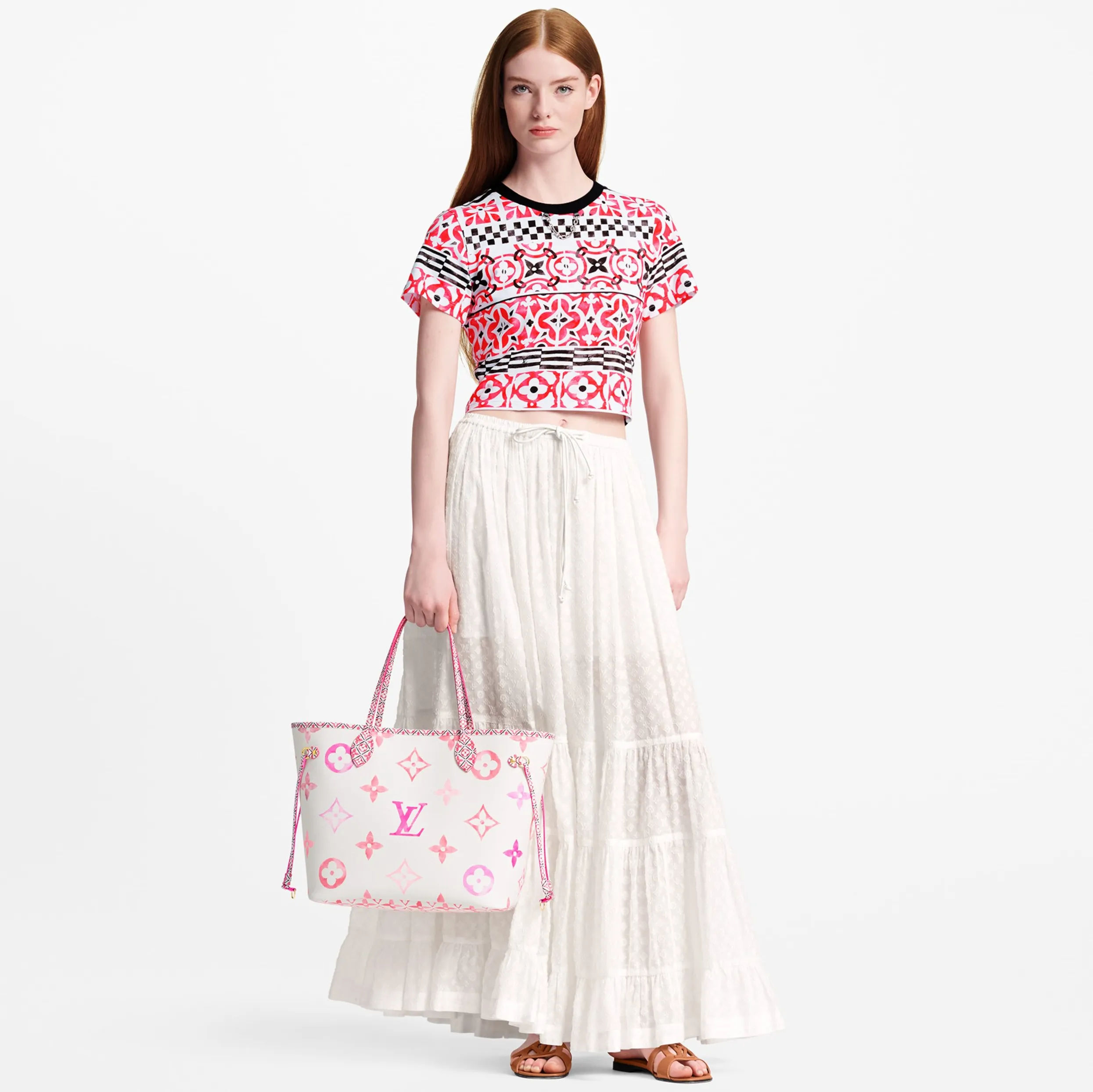 Ralph lauren clothing store Bagsaaa M22980 Neverfull MM Pink Monogram