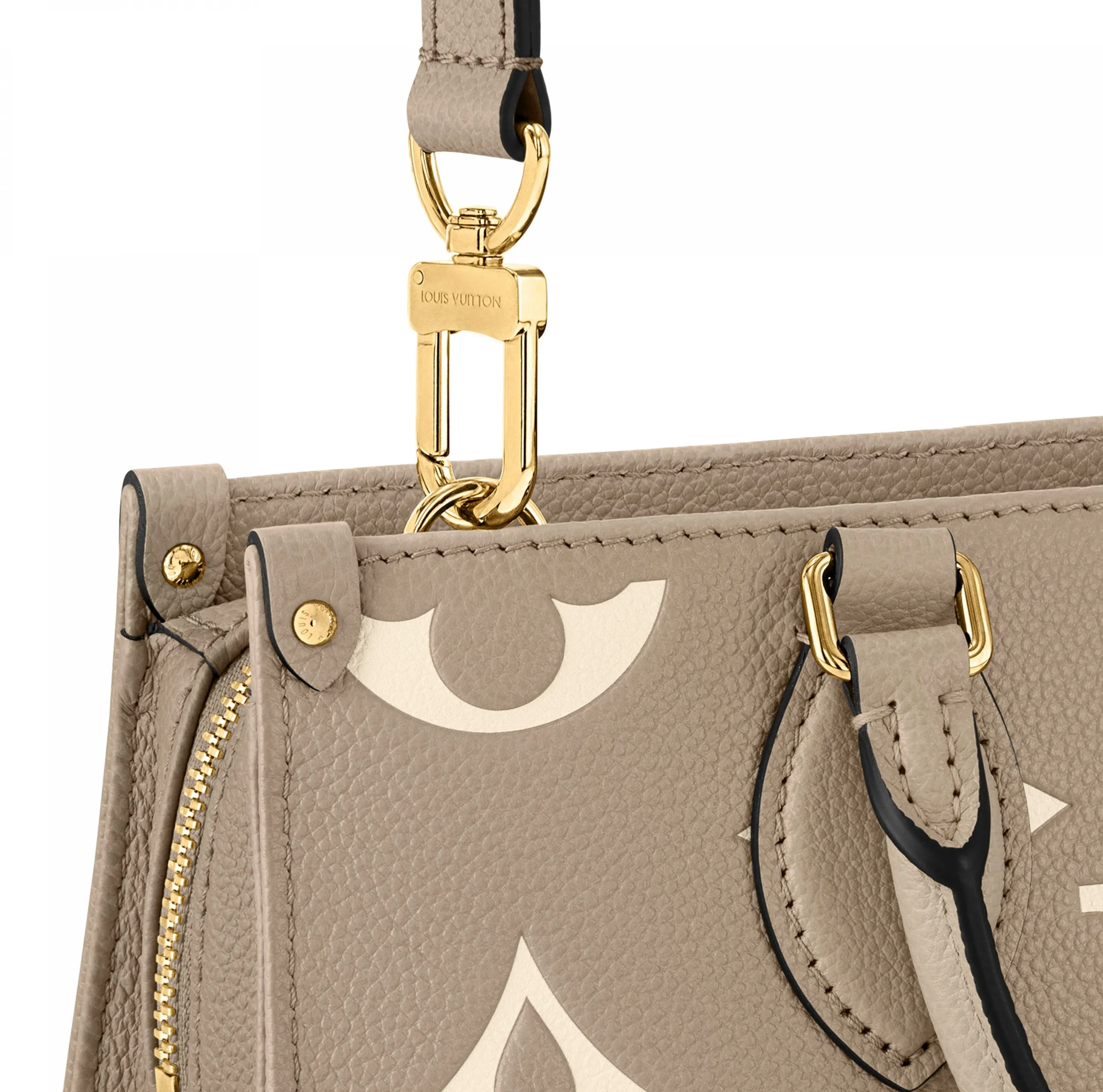 Original chanel store Bagsaaa M23641 OnTheGo East West Dove Cream Bicolor Monogram Empreinte Leather