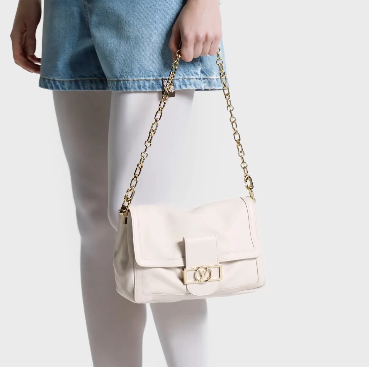 Replica ysl bag Bagsaaa M25050 Dauphine Soft MM White