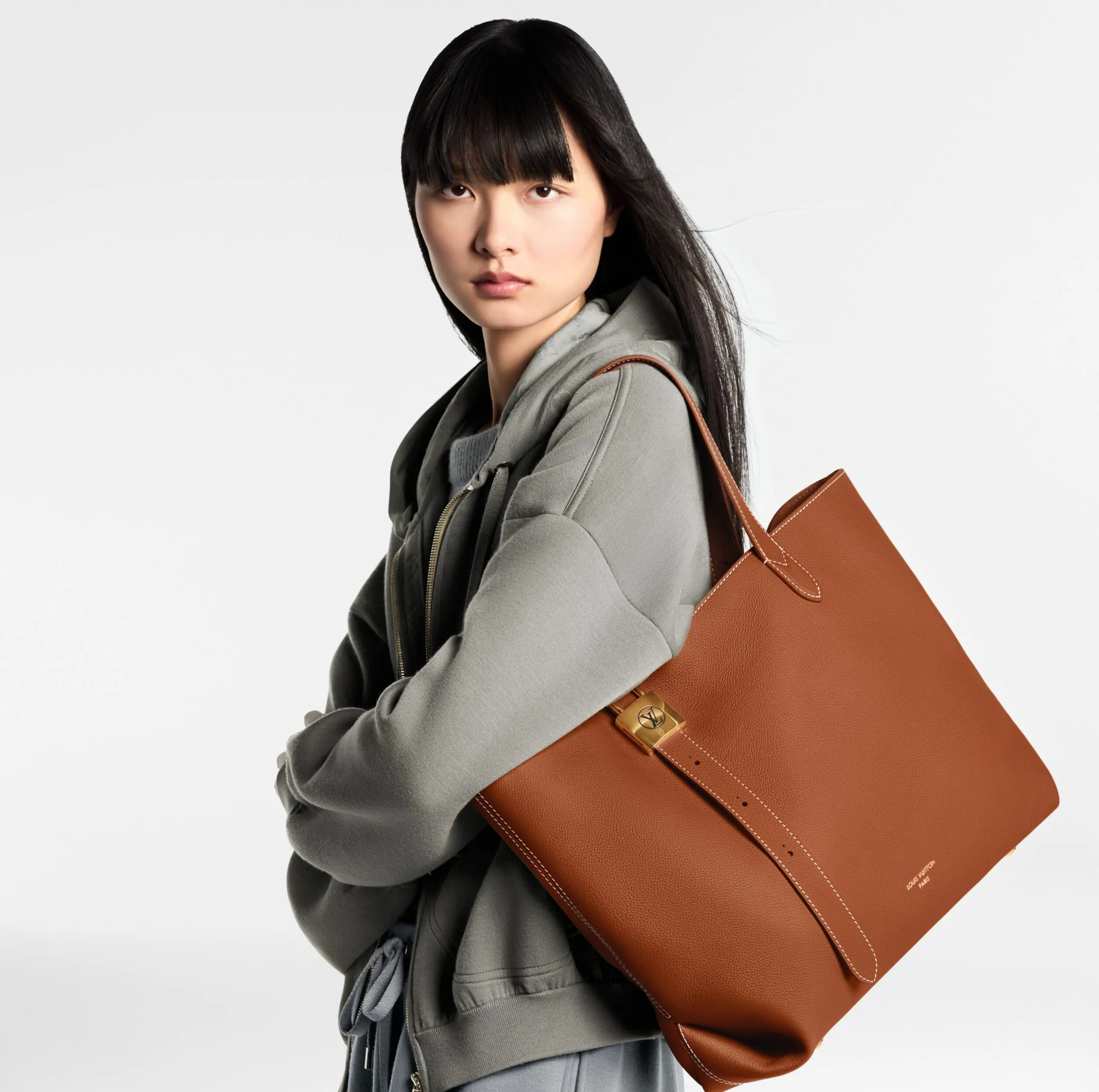 Lauren ralph lauren logo Bagsaaa M25342 Low Key Cabas MM Cognac Brown