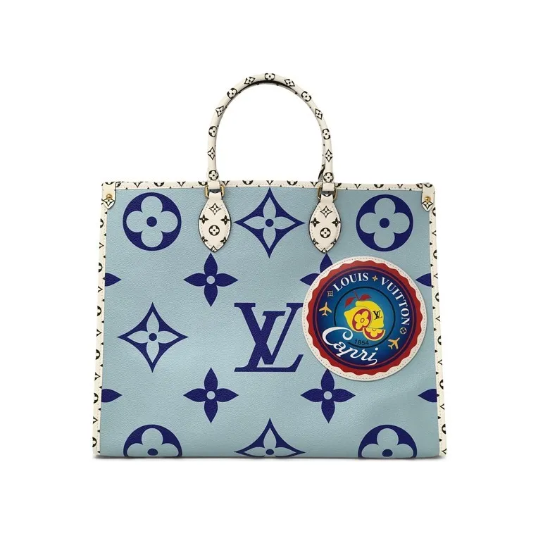 Bagsaaa M44720 Monogram Giant Onthego Capri Blue Coated Canvas To