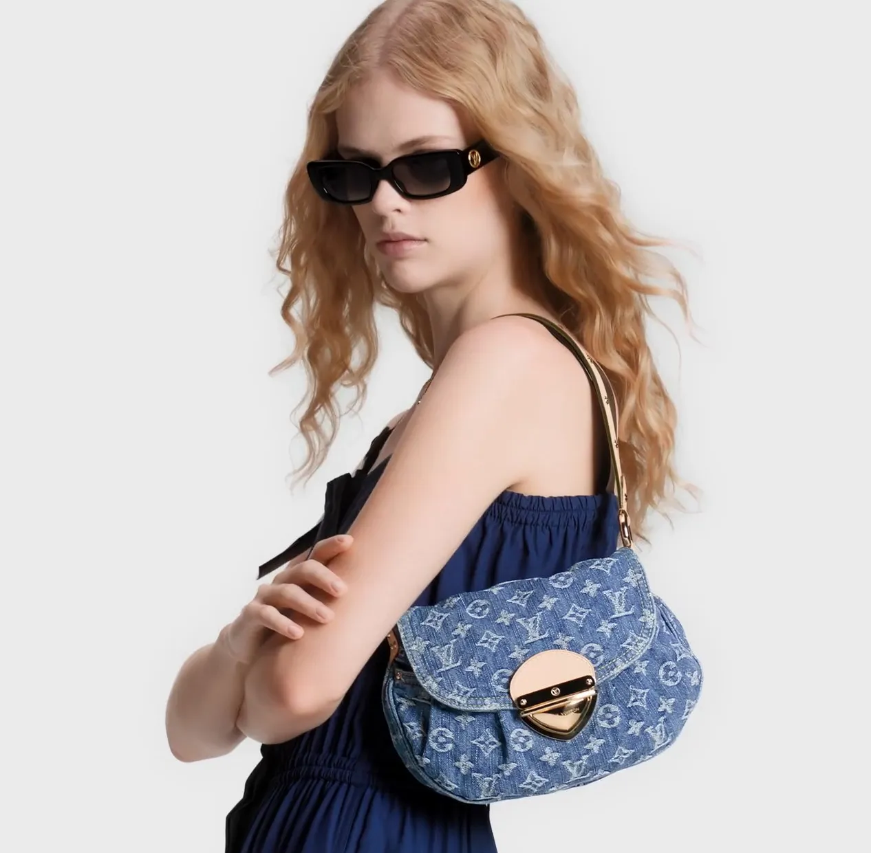 Lauren ralph lauren logo Bagsaaa M46829 Sunset Denim Blue