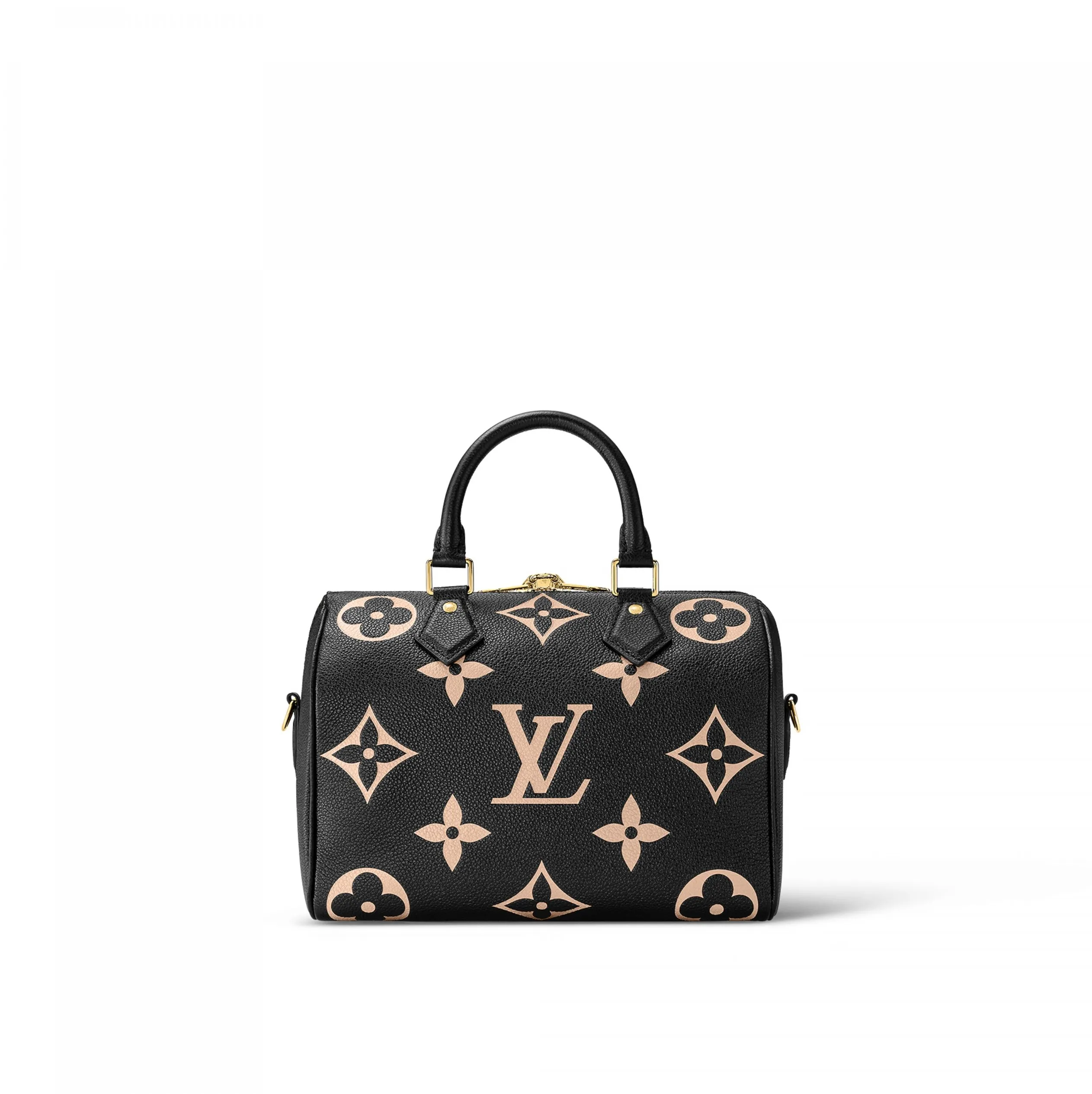 Store mens Bagsaaa M58947 Speedy Bandoulière 25 Bicolor Monogram Empreinte Leather Black Beige