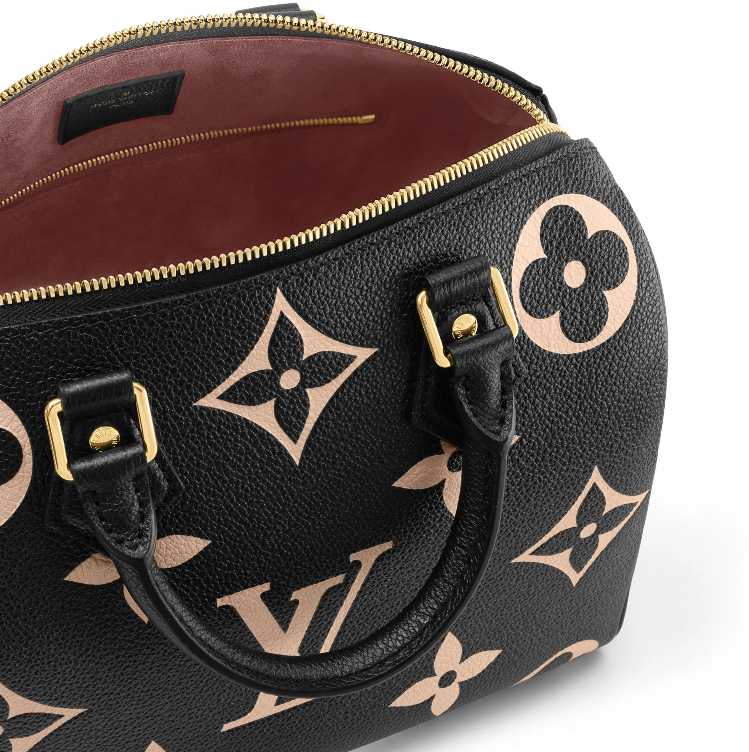 Store mens Bagsaaa M58947 Speedy Bandoulière 25 Bicolor Monogram Empreinte Leather Black Beige