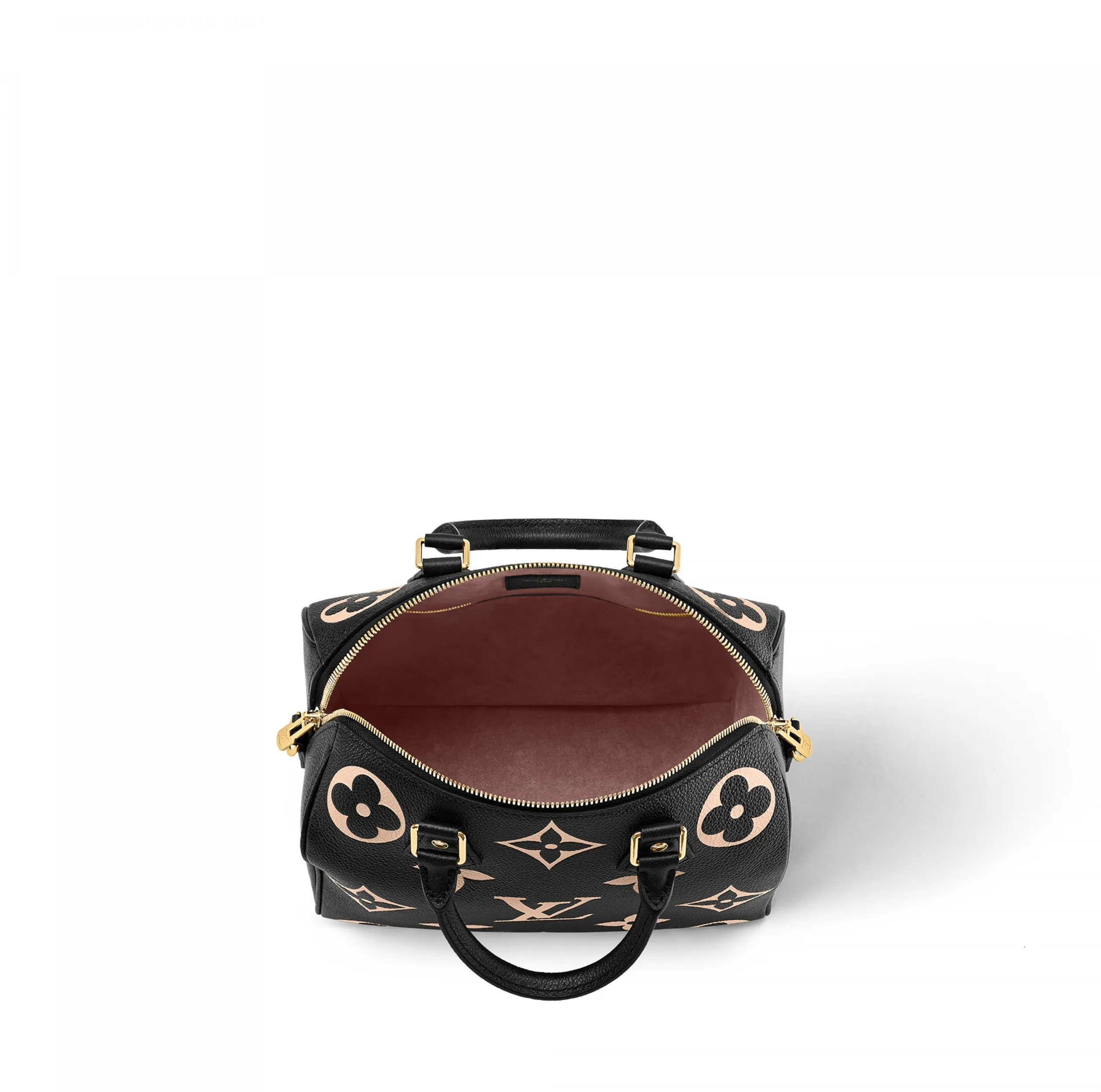 Store mens Bagsaaa M58947 Speedy Bandoulière 25 Bicolor Monogram Empreinte Leather Black Beige
