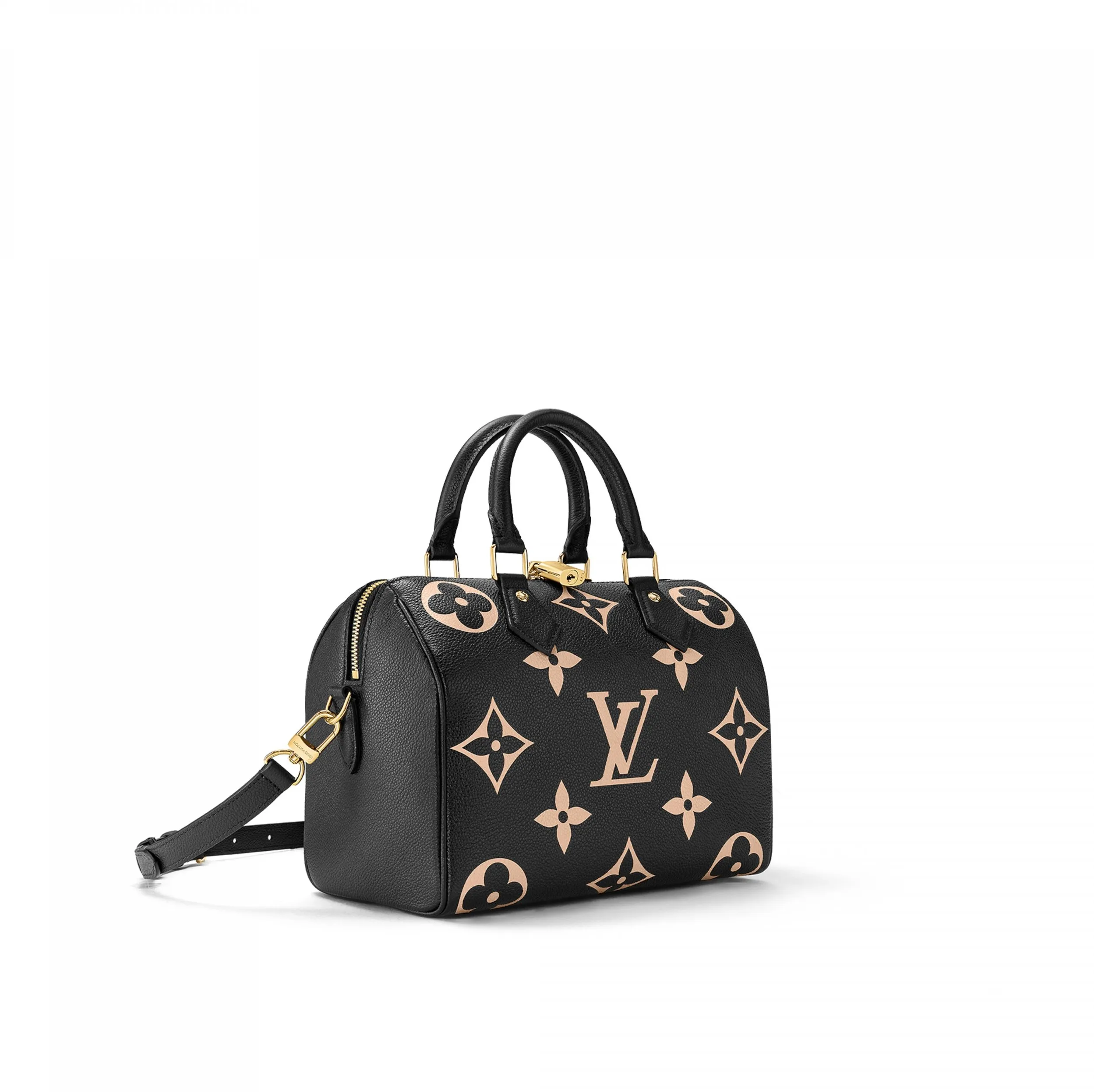 Store mens Bagsaaa M58947 Speedy Bandoulière 25 Bicolor Monogram Empreinte Leather Black Beige