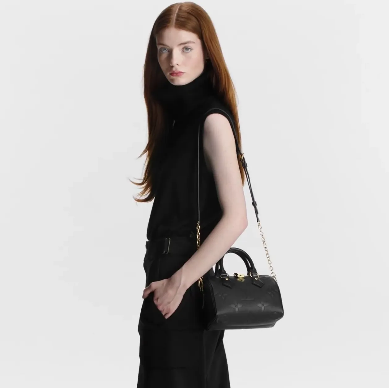 Mcqueen menswear Bagsaaa M58953 Speedy Bandoulière 20 Monogram Empreinte Leather Black
