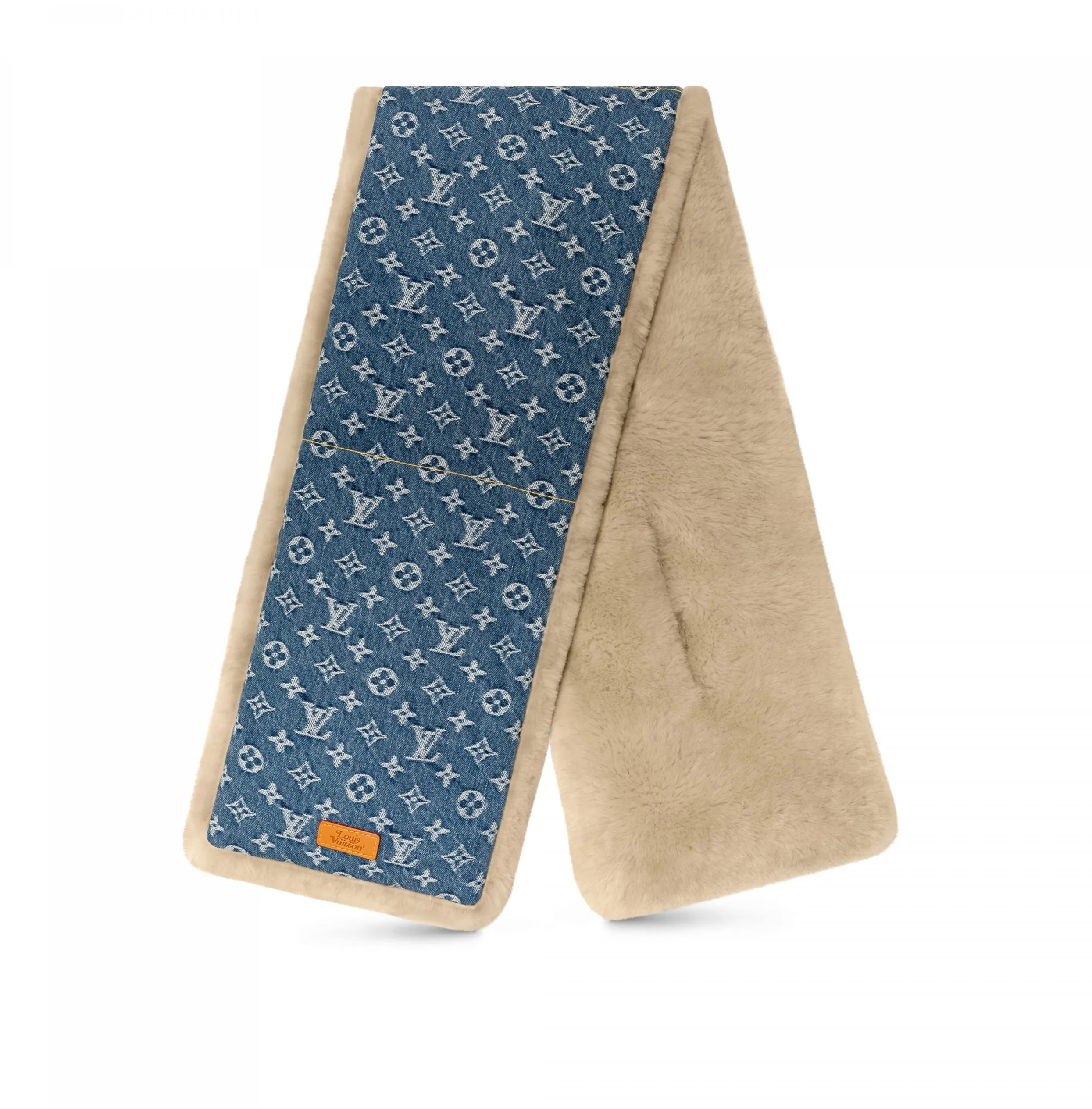 Bagsaaa MP2703 Blue Shearling Denim Scarf