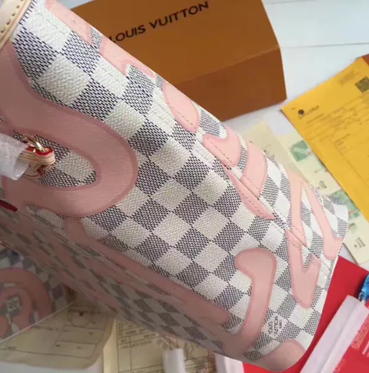 Replica shop Bagsaaa N41050 Neverfull MM Shoulder Bag Damier Azur Canvas