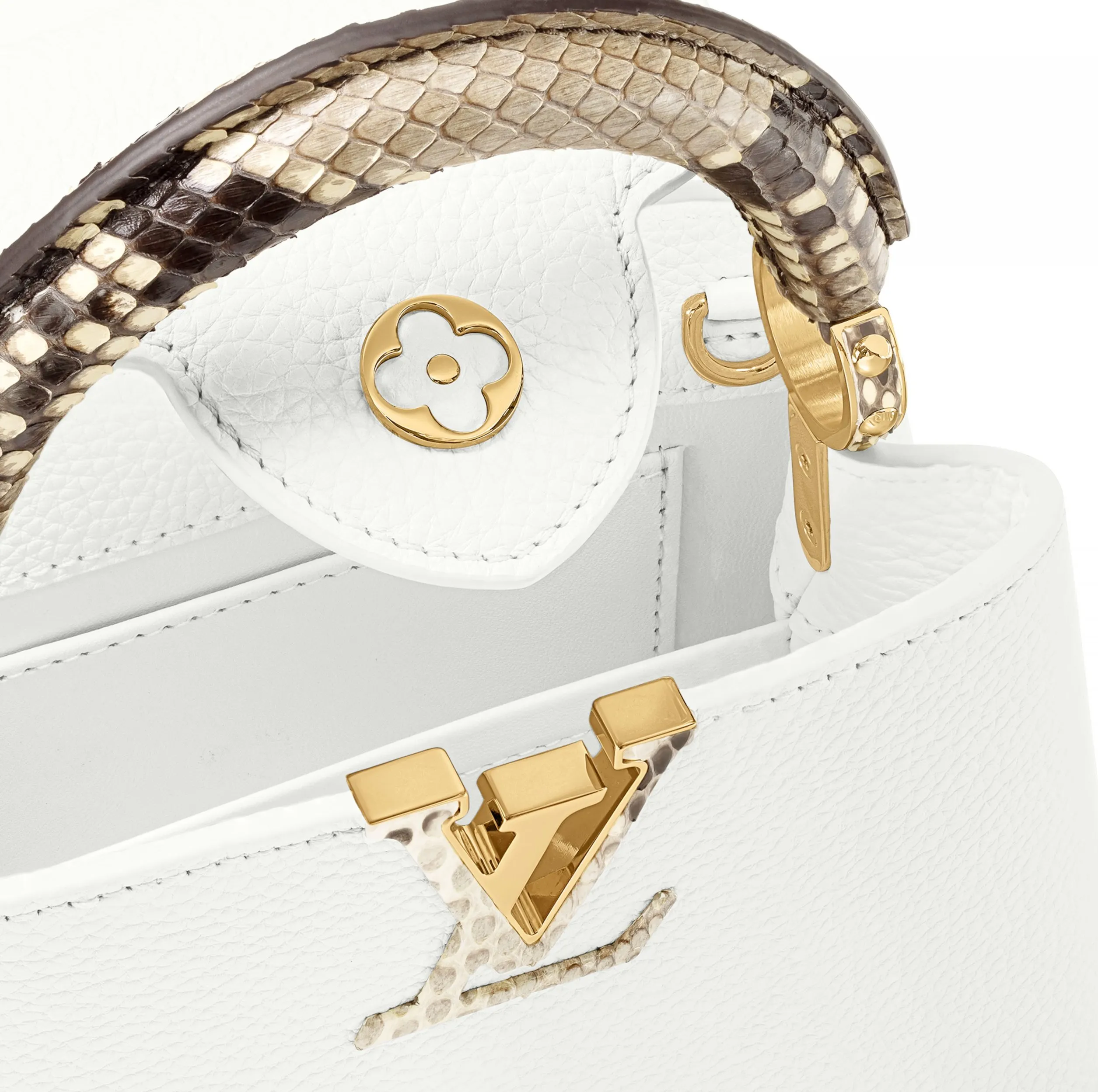 Replica chloe bag Bagsaaa N98477 Capucines Mini Python Snow White