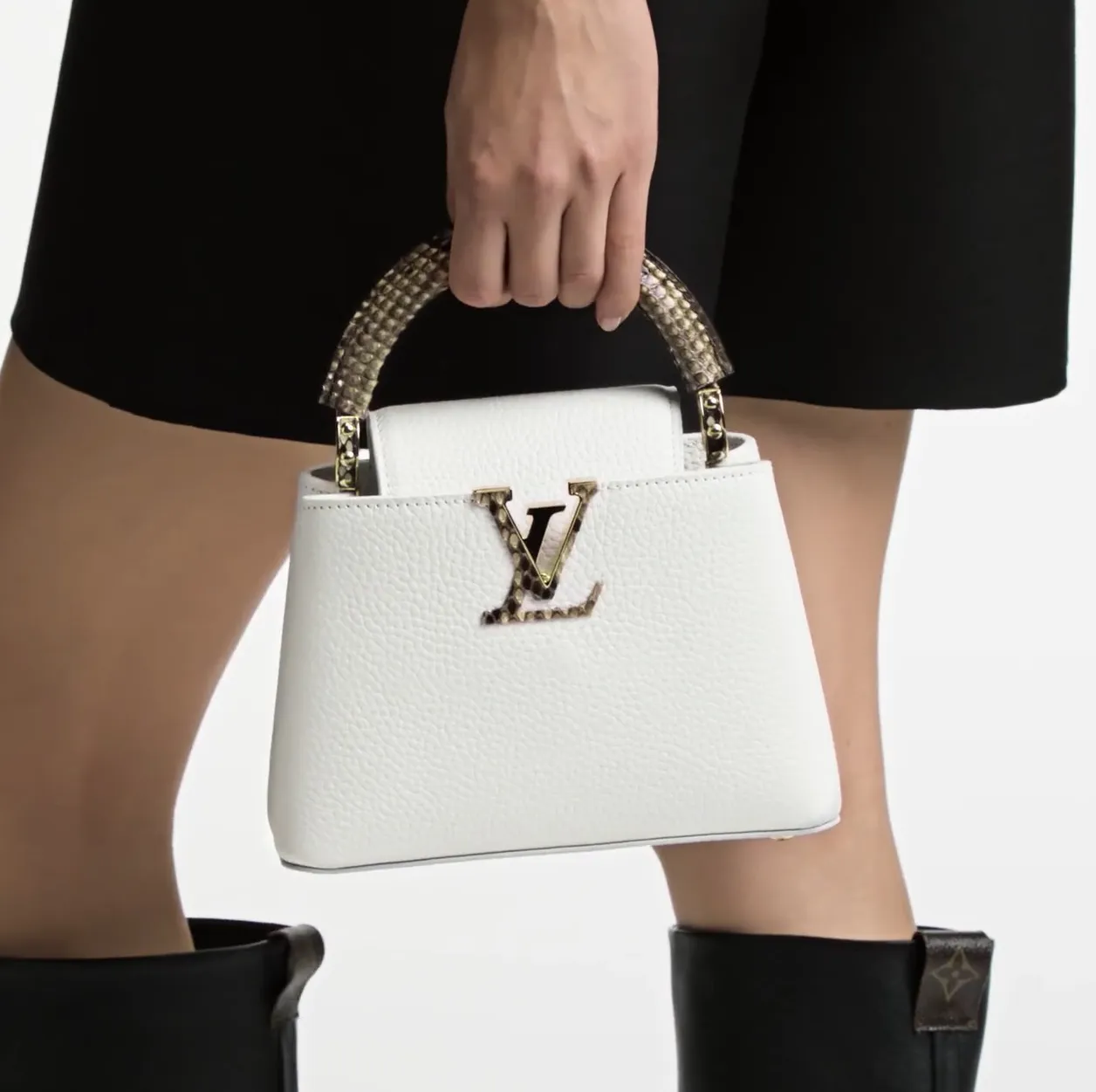 Replica chloe bag Bagsaaa N98477 Capucines Mini Python Snow White