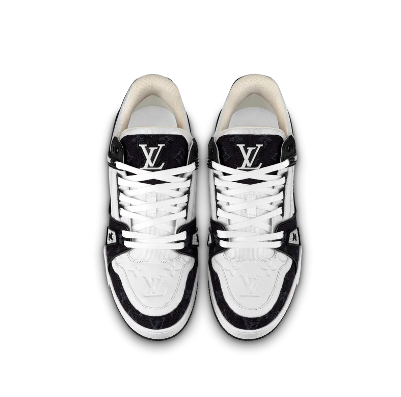 Replica bags Bagsaaa Trainer Sneaker Monogram Denim White Black 1A9JGF