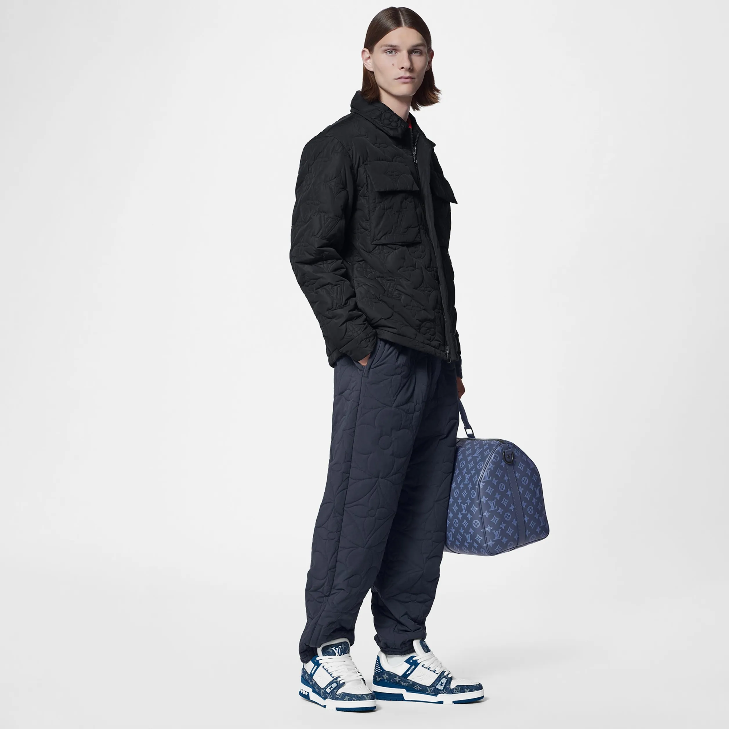 Replica bag Bagsaaa Trainer Sneaker Monogram Denim White Blue 1A9JH1