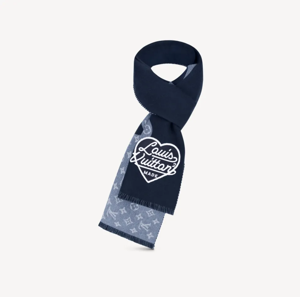 Ouis vuitton christian dior Bagsaaa x Nigo MP3255 Monogram Drip Blue Scarf