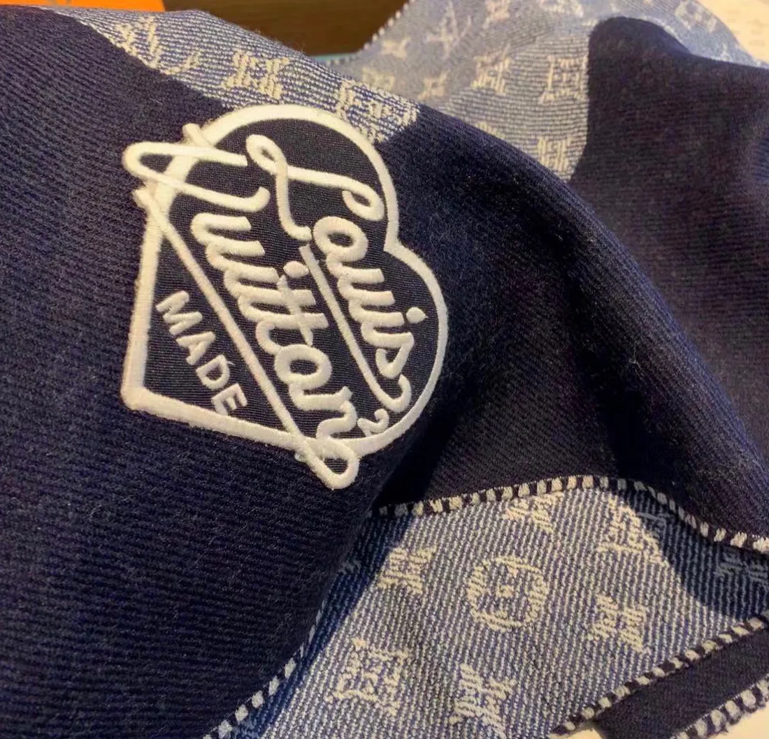 Ouis vuitton christian dior Bagsaaa x Nigo MP3255 Monogram Drip Blue Scarf