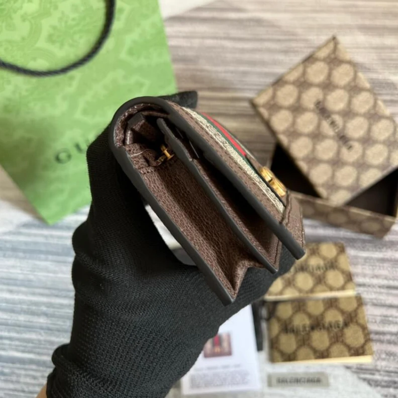 Top lv 5 card sl Balenciaga x Gucci Hacker Card Case Wallet Coffee