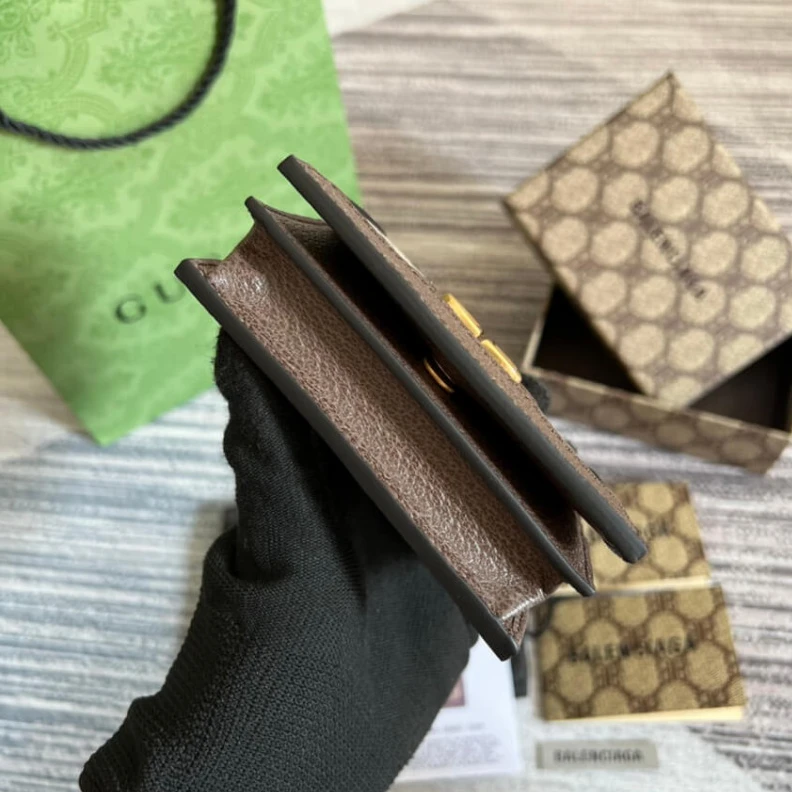 Top lv 5 card sl Balenciaga x Gucci Hacker Card Case Wallet Coffee