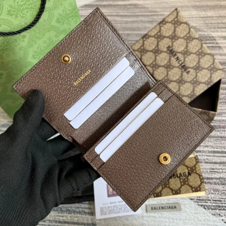 Top lv 5 card sl Balenciaga x Gucci Hacker Card Case Wallet Coffee