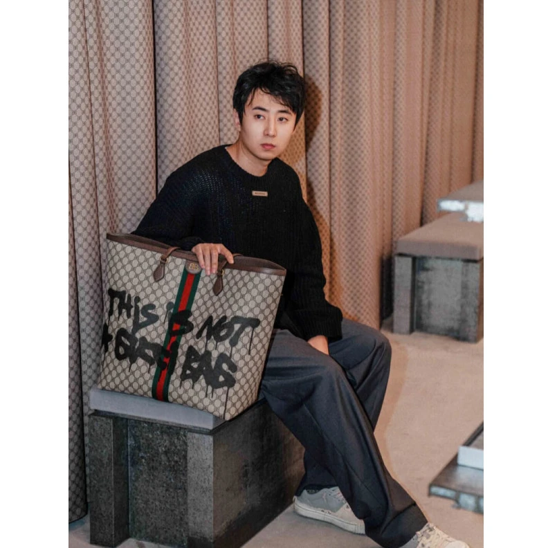Replica bags lv Tote Bag Balenciaga x Gucci Hacker Graffiti Large Tote Bag