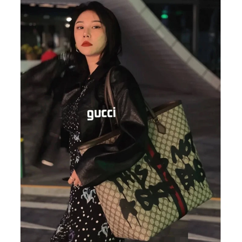 Replica bags lv Tote Bag Balenciaga x Gucci Hacker Graffiti Large Tote Bag