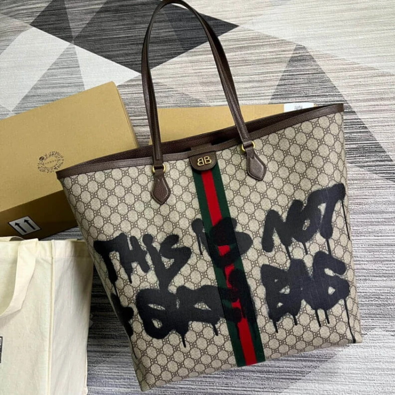 Replica bags lv Tote Bag Balenciaga x Gucci Hacker Graffiti Large Tote Bag