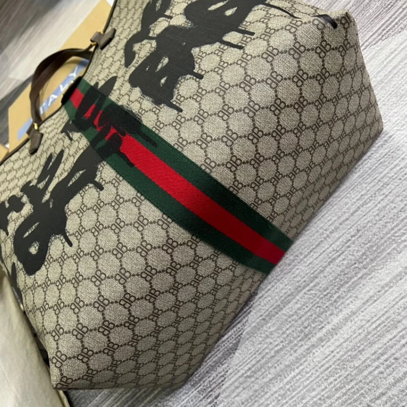 Replica bags lv Tote Bag Balenciaga x Gucci Hacker Graffiti Large Tote Bag