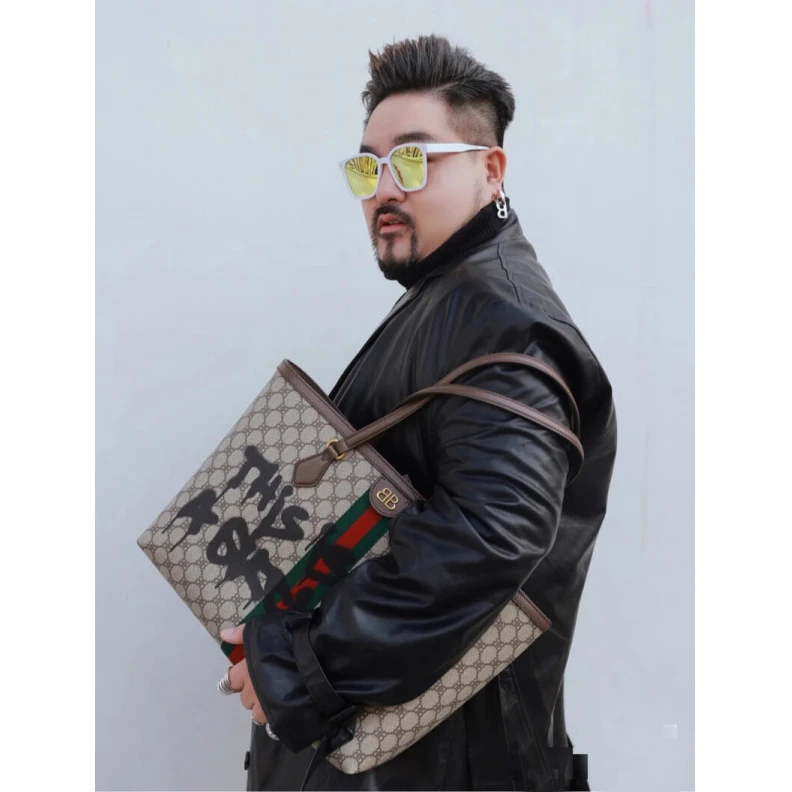 Louis vuitton locations 38 x 28 x Balenciaga x Gucci Hacker Graffiti Medium Tote Bag Beige