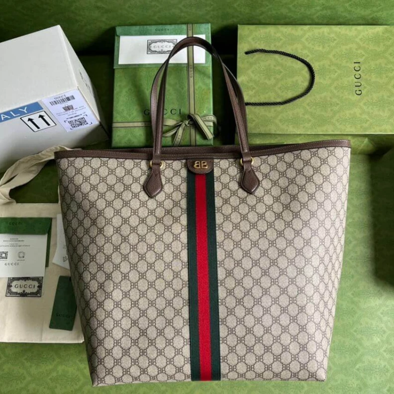 Replica bags Magnet cl Balenciaga x Gucci Hacker Large Tote Bag Beige