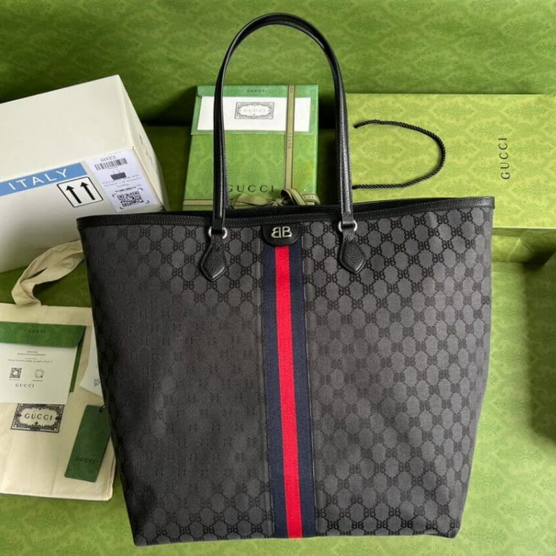 Louis vuitton locations 1 inner p Balenciaga x Gucci Hacker Large Tote Bag Black