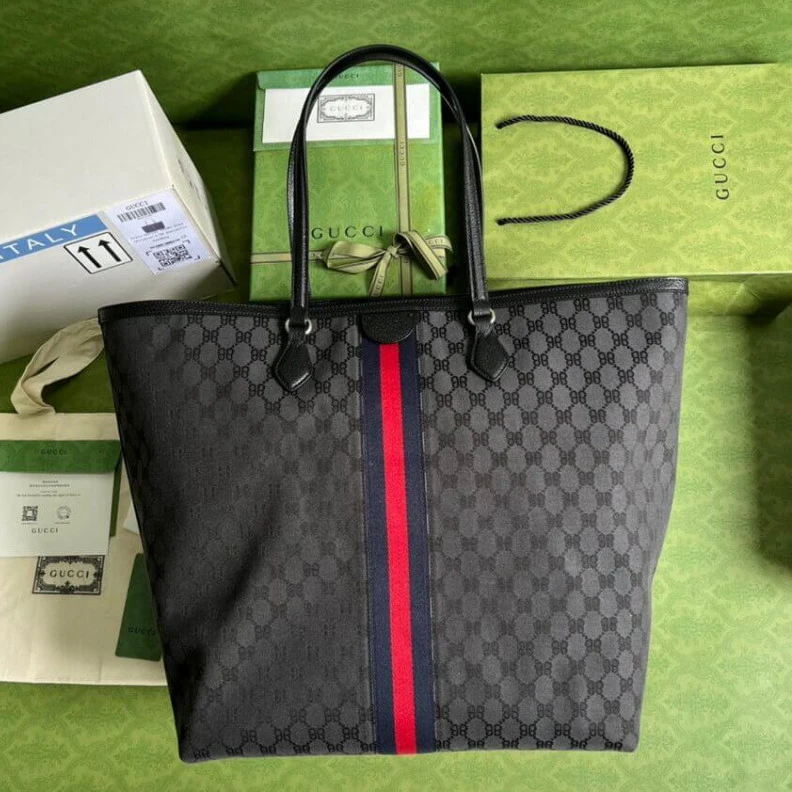 Louis vuitton locations 1 inner p Balenciaga x Gucci Hacker Large Tote Bag Black