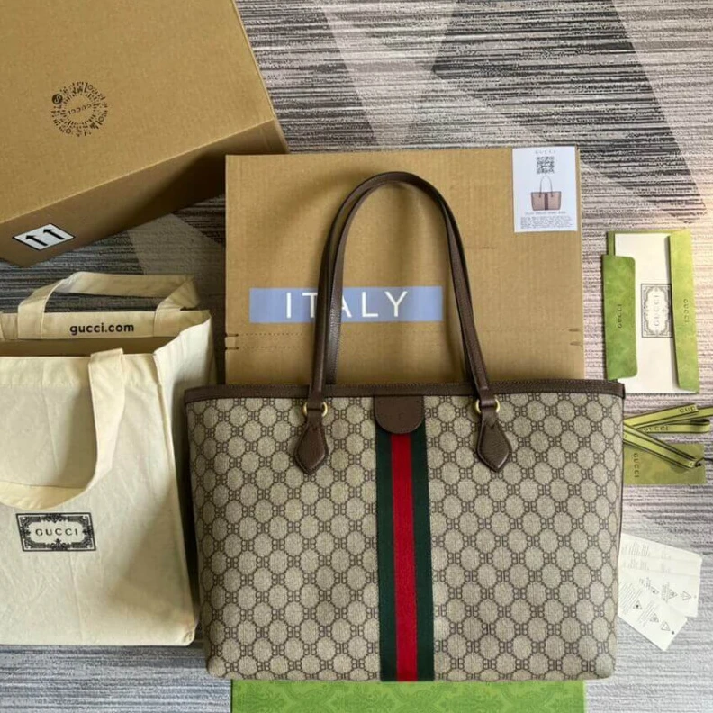 Replica bags lv Balenciaga x Gucci Hacker Medium Tote Bag Beige