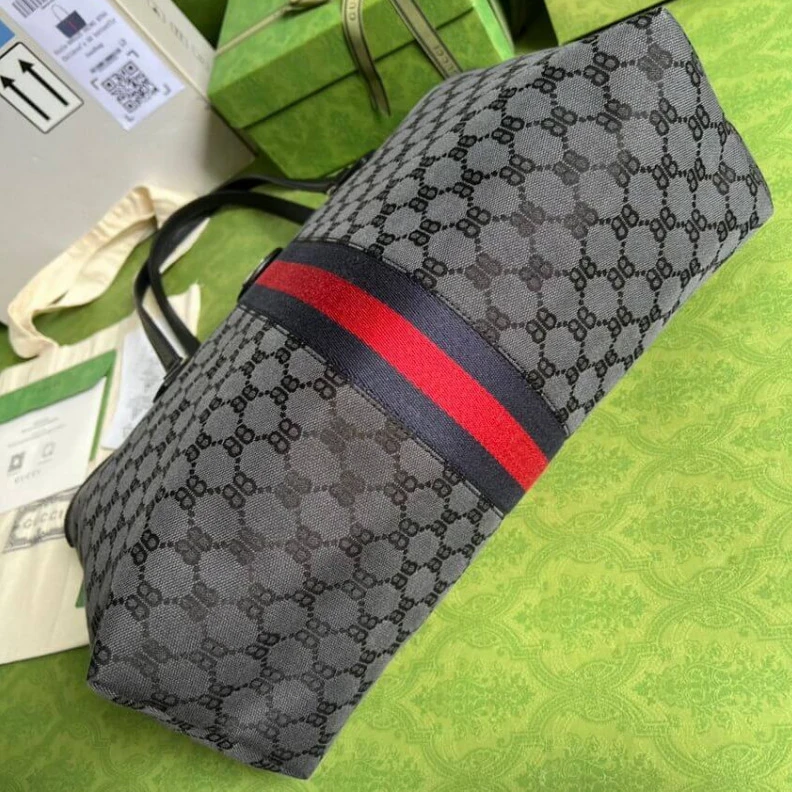 Replica bags lv Canvas ja Balenciaga x Gucci Hacker Medium Tote Bag Black