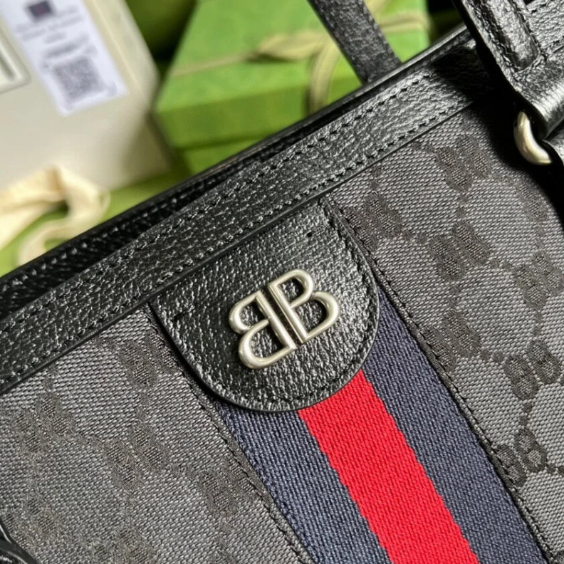 Replica bags lv Canvas ja Balenciaga x Gucci Hacker Medium Tote Bag Black