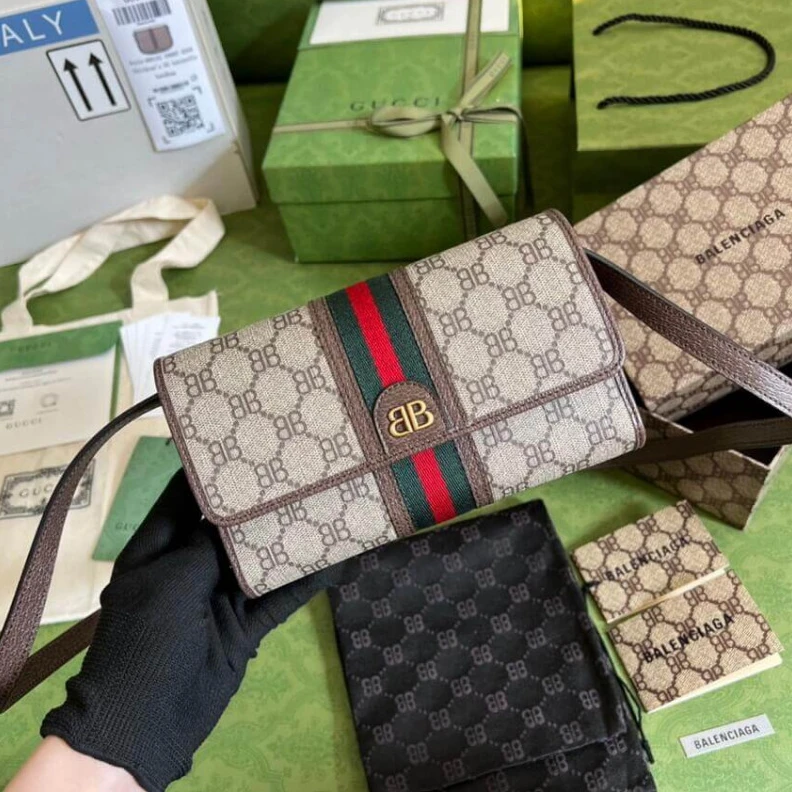 Adjustabl Balenciaga x Gucci Hacker Mini Crossbody Bag Coffee