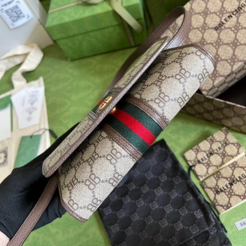 Lv belts replica Adjustabl Balenciaga x Gucci Hacker Mini Crossbody Bag Coffee