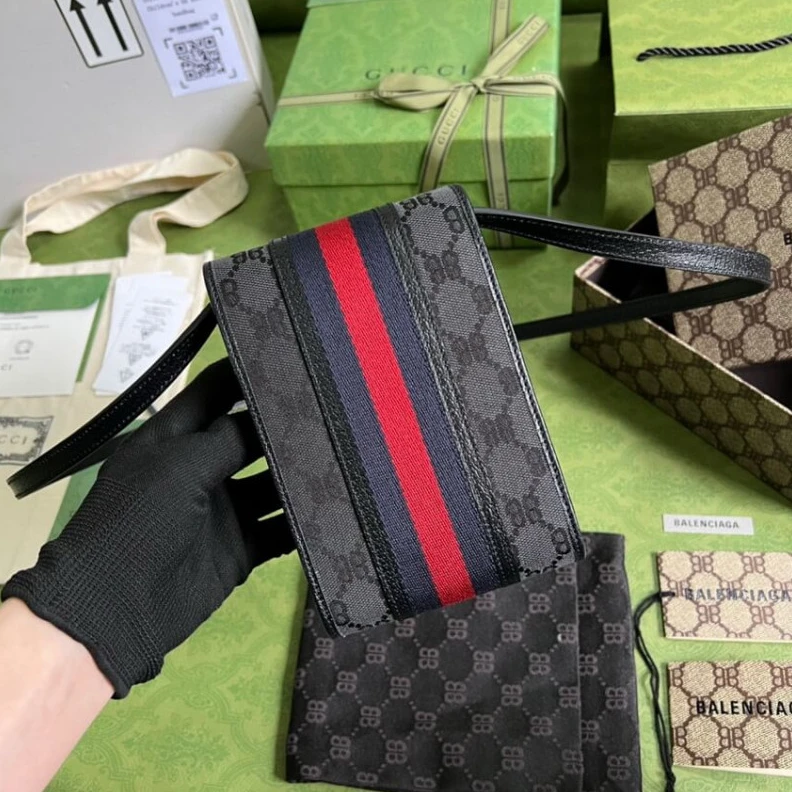 Lv belts replica Phone bag Balenciaga x Gucci Hacker Phone Bag Black