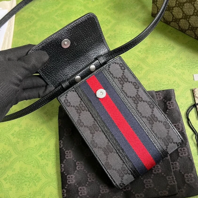 Lv belts replica Phone bag Balenciaga x Gucci Hacker Phone Bag Black