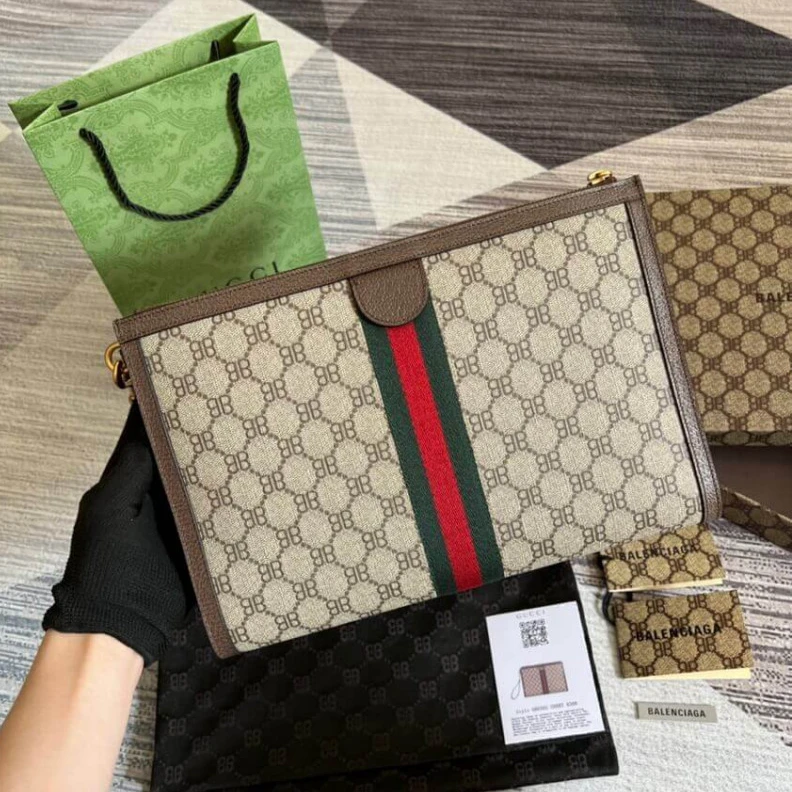 Kitlife Aged gold Balenciaga x Gucci Hacker Pouch Coffee