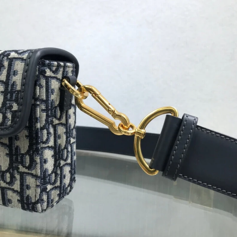 Top lv 17.5 x 11 Christian Dior 30 Montaigne Box Bag Blue Oblique Jacquard