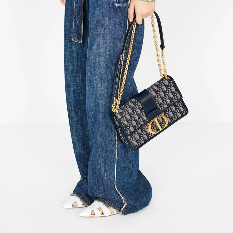 Replica ysl bags Style may Christian Dior 30 Montaigne Chain Bag Blue Oblique Jacquard