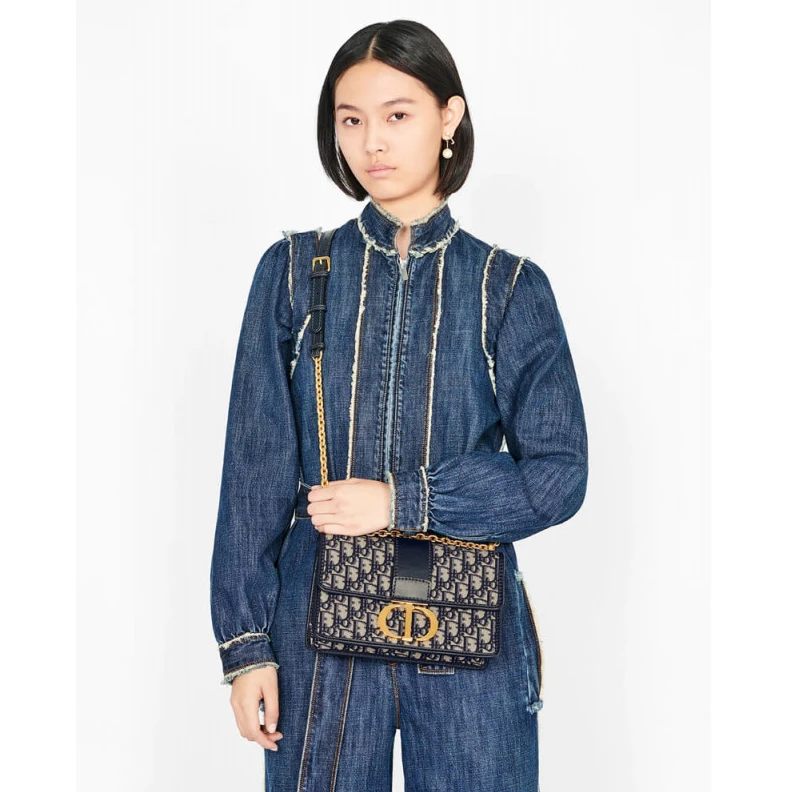 Replica ysl bags Style may Christian Dior 30 Montaigne Chain Bag Blue Oblique Jacquard