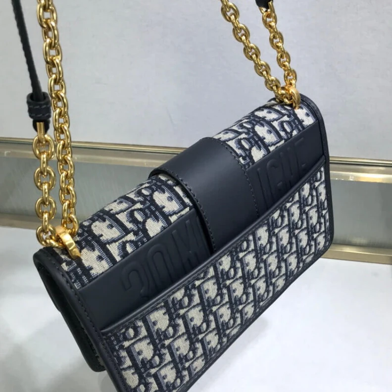 Replica ysl bags Style may Christian Dior 30 Montaigne Chain Bag Blue Oblique Jacquard